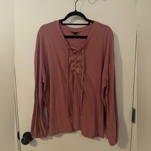 Torrid Pink Texture Jersey Lace-Up Drop Shoulder Top 2X